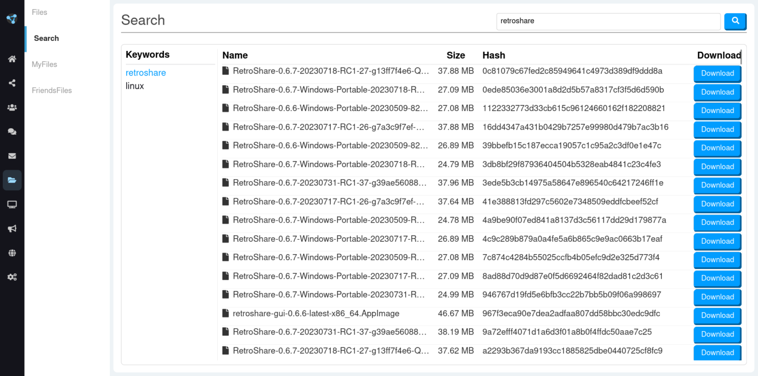 Retroshare File Search